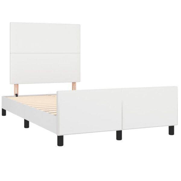 Rama łóżka bez materaca biała 120x190 cm Skóra ekologiczna - obrazek 3
