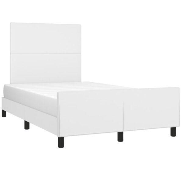 Rama łóżka bez materaca biała 120x190 cm Skóra ekologiczna - obrazek 4