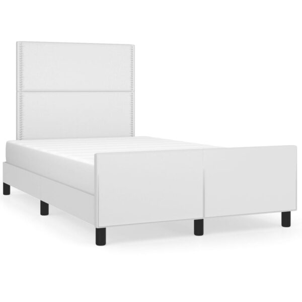 Rama łóżka bez materaca biała 120x190 cm Skóra ekologiczna - obrazek 2