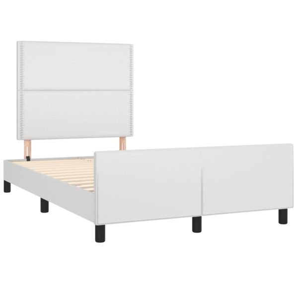 Rama łóżka bez materaca biała 120x190 cm Skóra ekologiczna - obrazek 3