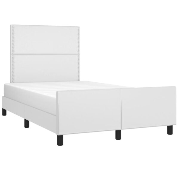 Rama łóżka bez materaca biała 120x190 cm Skóra ekologiczna - obrazek 4