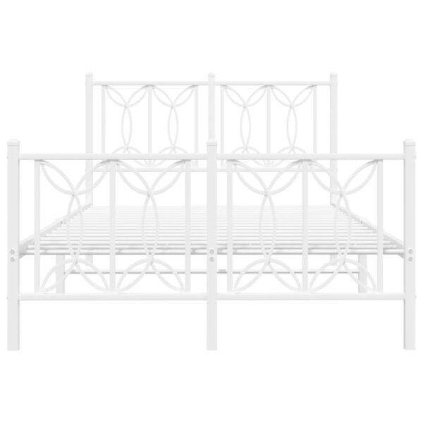Metalowa rama łóżka z wezgłowiem i zanóżkiem, biała, 120x200 cm - obrazek 4