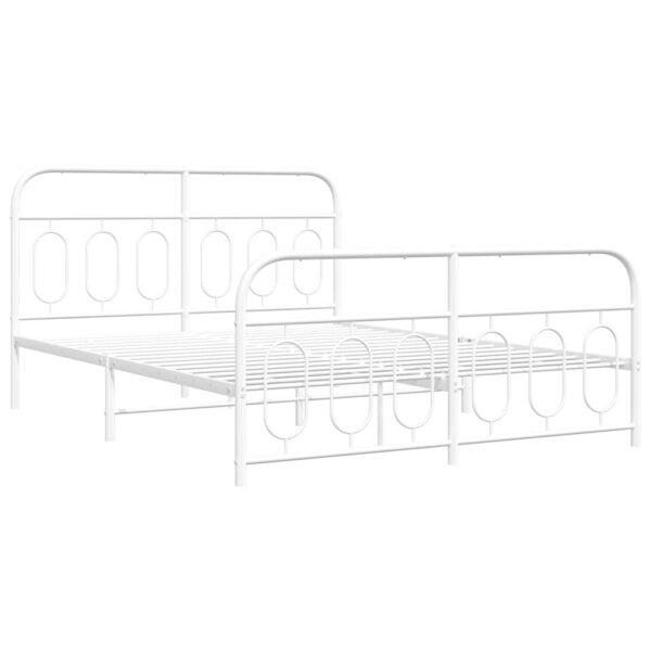 Metalowa rama łóżka z wezgłowiem i zanóżkiem, biała, 140x200 cm - obrazek 3