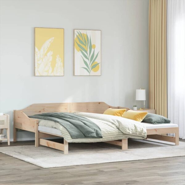 Łóżko dzienne rozsuwane, 80x200 cm, lite drewno sosnowe - obrazek 4