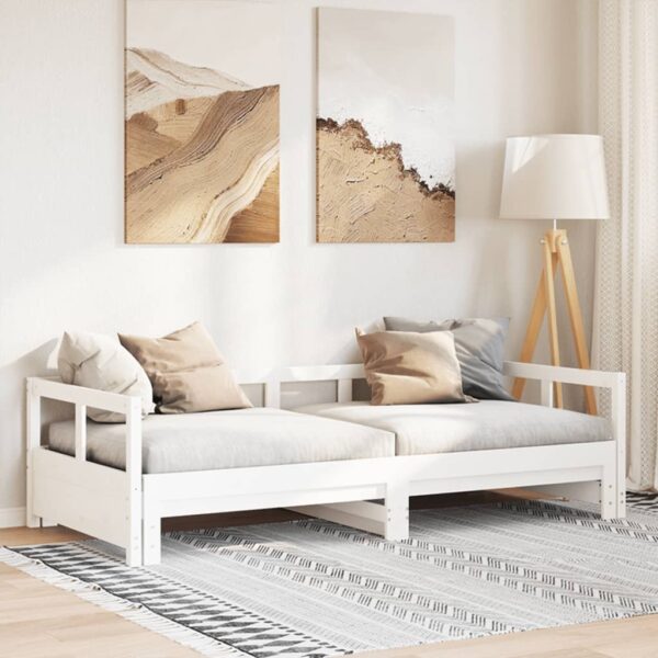 Łóżko dzienne bez materaca, białe, 90x200 cm, drewno sosnowe