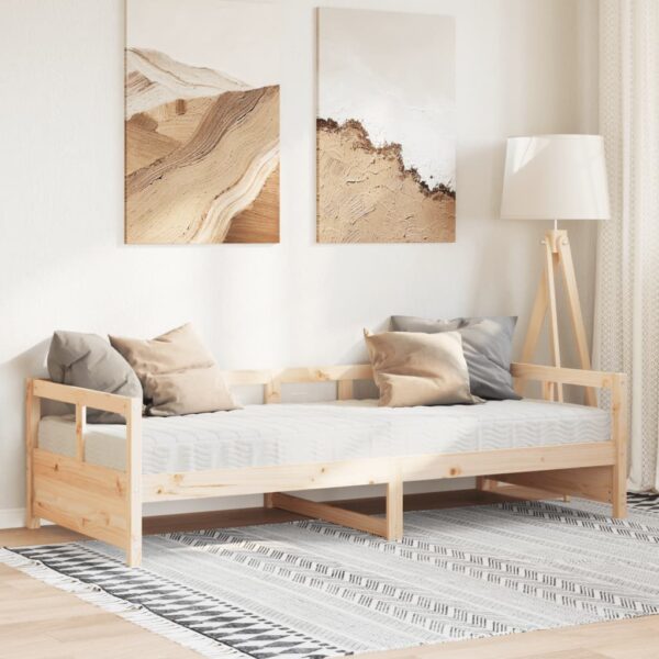 Łóżko dzienne z materacem, 90x190 cm, lite drewno sosnowe